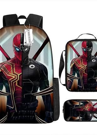Детский школьный подростковый рюкзак 3 в 1 человек паук пенал сумка 7 - 12 лет ранец спайдермен