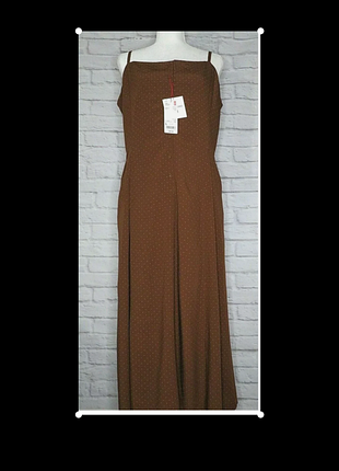 Элегантный сарафан с кошенями шоколадного цвета в горошек р.xl