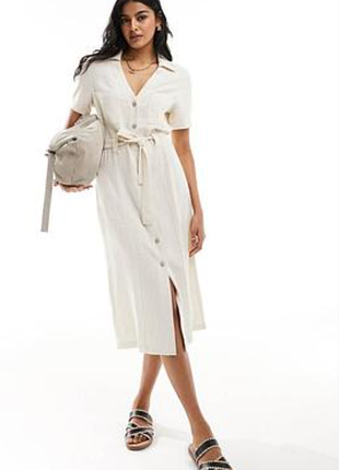 Бежевое платье рубашка р.46