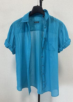 Яркая голубая рубашка с коротким рукавом от marc o’polo