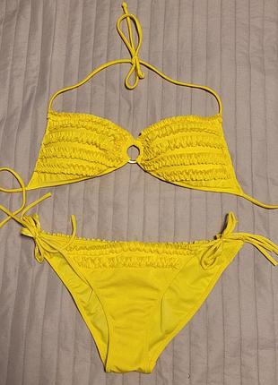 Купальник victoria's secret, размер s, желтого цвета со съемным push up
