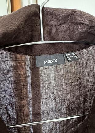 Коричневое льняное платье в стиле карго mexx миди с поясом 100% лен3 фото