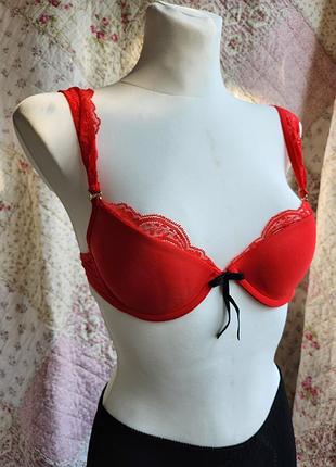Лифчик красный бюстгальтер винтажный с кружевом