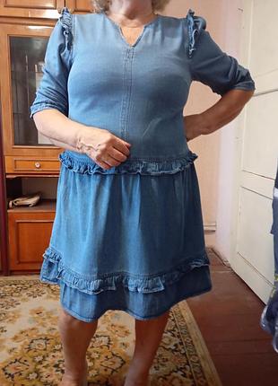 Платье джинсовое с рукавом-фонариком tu