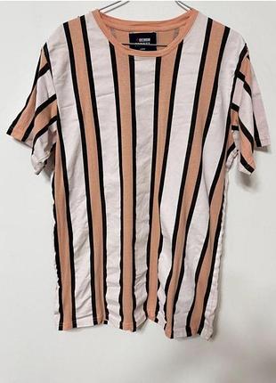 Футболка чоловіча бежева біла смужка project denim, розмір m - l.