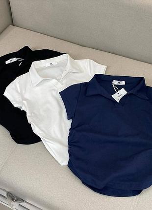 Футболка поло вкорочена, кроп топ
