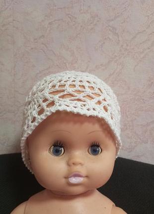Летняя ажурная шапочка на новорожденную девочку