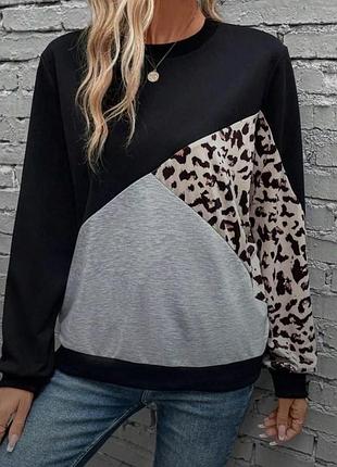 🥰 світшот з леопардовою с вставкою 5xl