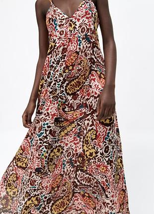 Легкий сарафан макси с принтом пейсли zara