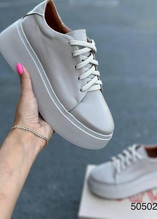 Кеди на потовщеній підошві натуральна шкіра