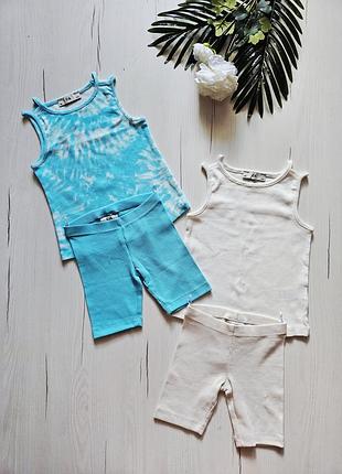 Костюм літній дитячий 104см, c&a, німеччина, 3-4роки, комплект для дівчинки, футболка+шорти, майка+велосипедки