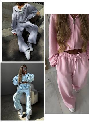 Костюм женский 44-48р спортивный двойка штаны 2в1 и кофта двунить в трендовых цветах