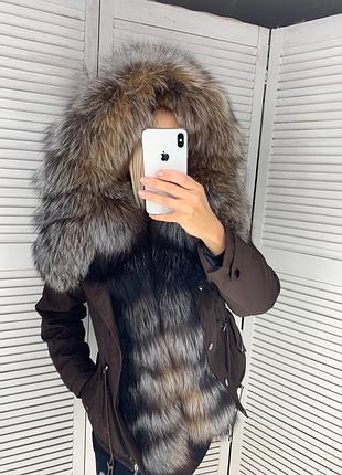 Парки с шикарным мехом чернобурки