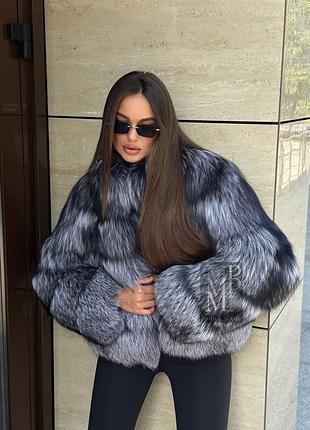Новинка! женская шуба, полушубок автоледи из натурального меха финской чернобурки, 55 см длина, 42-48 размеры