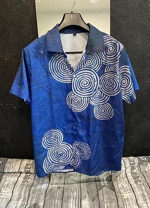 Y2k рубашка сорочка теніска спіраль спираль синя морська