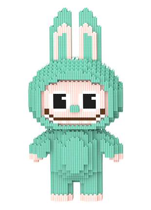 Конструктор magic blocks в виде зайчика » лабуба labubu” высота 33 см зеленый, лего, 9185