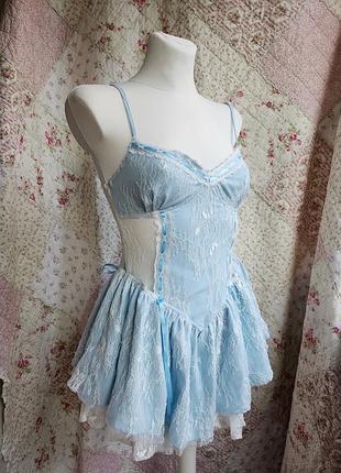 Милое кружевное платье сарафан лолита y2k coquette пеньюар винтажный стиль винтаж