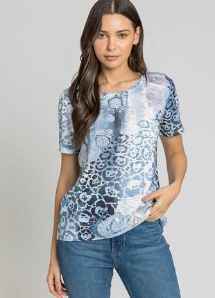 Женская леопардовая со стразами футболка кофточка блуза 52 (xl)