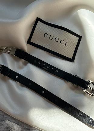 Шкіряний ремінь із срібною фурнітурою sandro paris