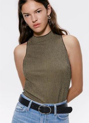 Блуза топ майка с воротником стойкой zara, s