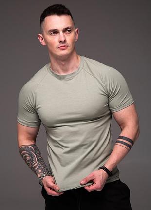 Чоловіча футболка хакі рукав реглан