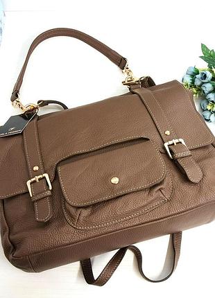 Сумка кожаная, carla ferreri, натуральная зернистая кожа.