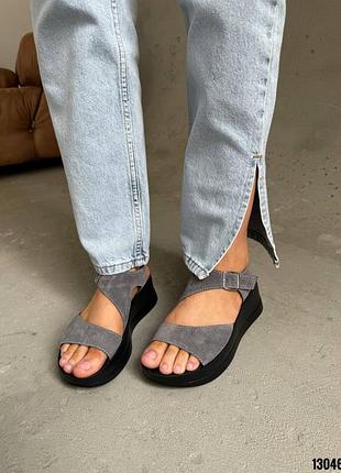 Босоніжки 13046, р.38,натуральна замша, сірий