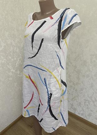 Чудова нова льняна сукня  з трикотажними вставками