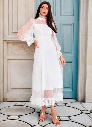 Платье кружевное фатиновое свадебное праздничное котельное нарядное вечернее выпускное пышное