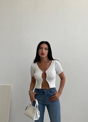 Накладной платеж ❤ турецкий кроп топ в рубчик с открытым декольте на застежках