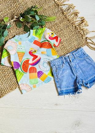 🍋шорти і футболка на 2/3 р ціна за набір -150г 🍋колір світліший.  шорти д-22 см пояс -24