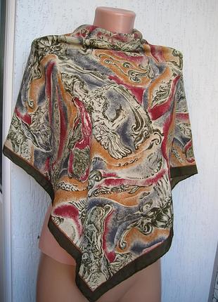 Шикарный большой платок натуральный шелк