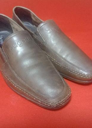 Мужские мокасины, натуральная кожа bugatti, размер 43, длина стельки 28 см,цвет коричневый