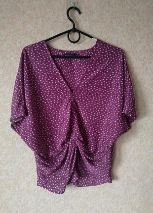 Блуза плісе кофта в горох вузол