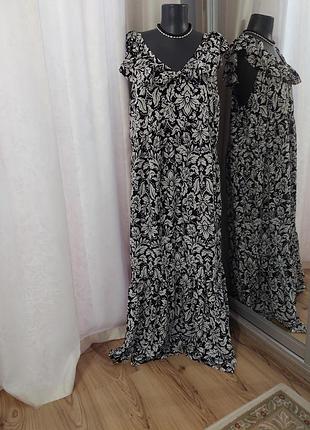 Шикарное с воланом по низу платье 👗 большого размера