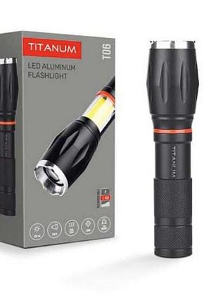 🔦 фонарь titanum tlf-t06 • 300 лм • 6500k • cob+led • zoom