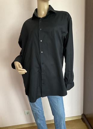 Черная фирменная мужская рубашка/16:5/ brend eterna