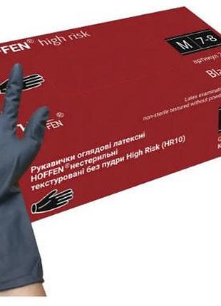 Рукавички латексні hoffen high risk чорні m,