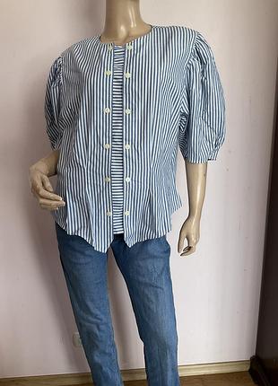 Фирменная винтажная хлопковая блузка- рукава буф/46/ brend c&amp; a