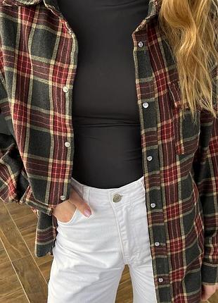 Накладной платеж ❤ фланелева оверсайз сорочка в клітинку картата