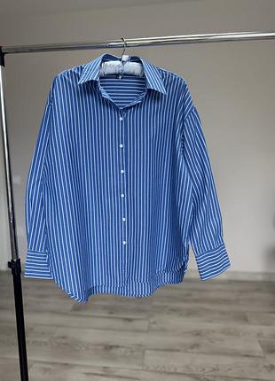 Сорочка оверсайз синя в смужку