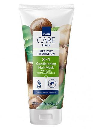 3-в-1 маска для волос avon " роскошное увлажнение" с экстрактом алоэ и макадамии hair care, 200 мл