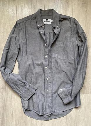 👻чоловіча сорочка xs topman сіра котонова