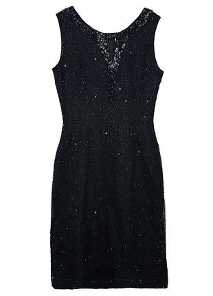 Ідеальна шовкова сукня roots чорного кольору розшита бісером eur s / m