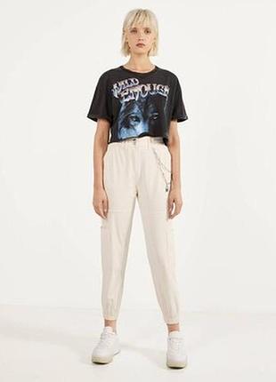 Котонові джогери карго широкі штани банани із завищеною еластичною талією