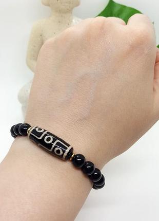 💪💣браслет-амулет богатства удачи и защиты из черного оникса с девятиглазой бусиной дзи10 фото