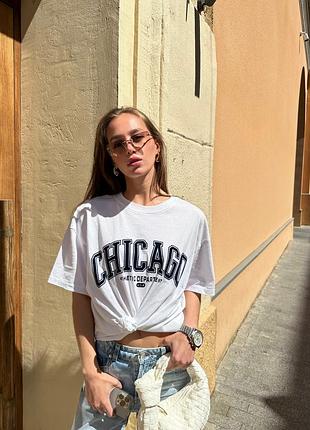 Футболка біла з принтом h&m оверсайз