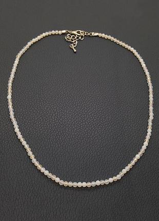 🔺🤍✨ колье-бусы чокер 3 мм лунный камень опалит ирризация4 фото