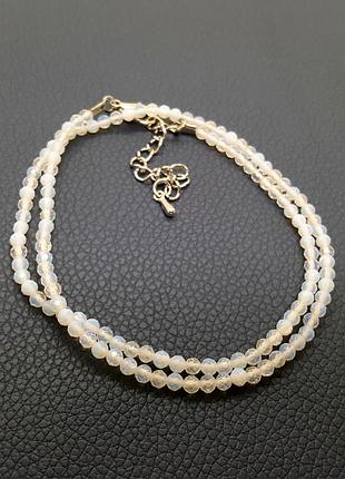 🔺🤍✨ колье-бусы чокер 3 мм лунный камень опалит ирризация3 фото