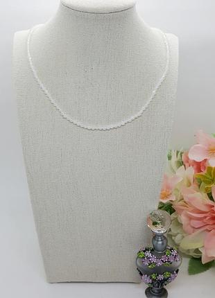 🔺🤍✨ колье-бусы чокер 3 мм лунный камень опалит ирризация9 фото